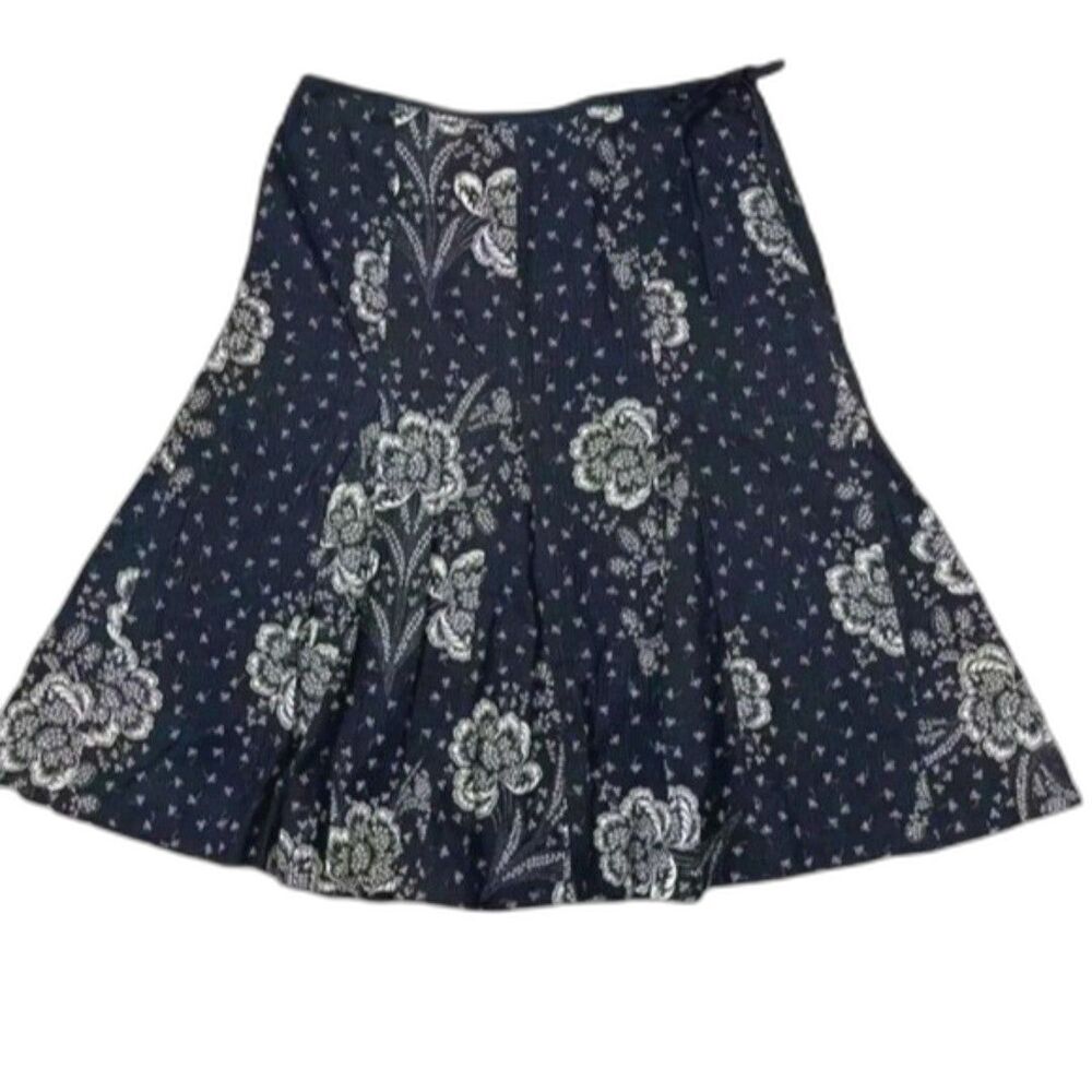 J. Crew navy blue skirt cotton 2 xs s paisley floral j.crew